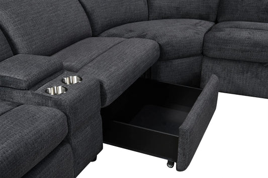 Milan - Power Recliner Corner Sectional With Adjustable Headrests, Storage & Pull Out Bed