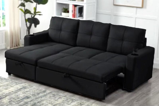 Cindy - Fabric Reversible Compact Sofa Bed Sectional
