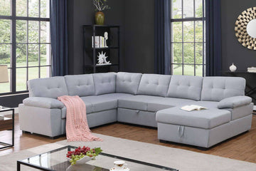 Scott - Modern Fabric Sofa Bed Sectional With Storage Chaise