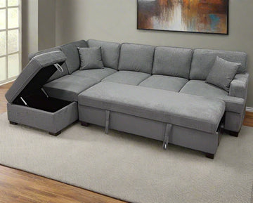 Maldon - Modern Sofa Bed Sectional With Storage Compartment & Toss Pillows
