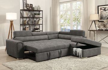 Carolina - Fabric Sofa Bed Sectional With Contrast Stitching & Adjustable Headrests