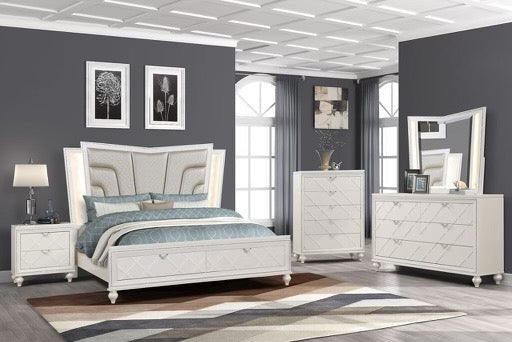 Aisha - Modern Elegance 8 PC Bedroom Set With LED Lights & Drawers