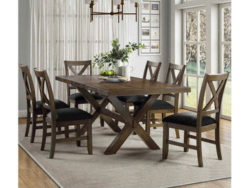 Lakeshore - 7 PC Modern Adjustable Solid Wood Dining Set