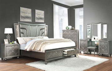 Aisha - Modern Elegance 8 PC Bedroom Set With LED Lights & Drawers