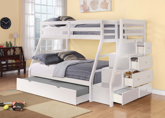Mari - Single Over Double Bunk Bed With Storage & Double Pull Out Trundle