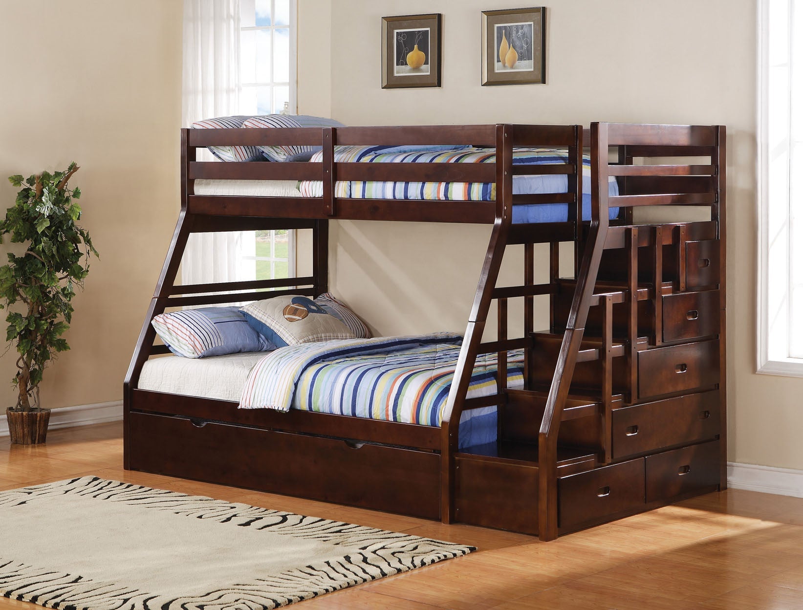 Mari Single Over Double Bunk Bed With Storage Double Pull Out Trundle
