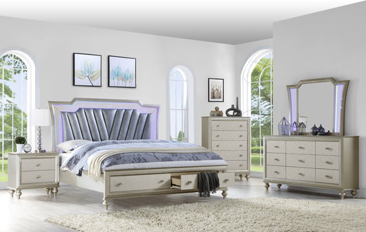 Emilio - Modern Bedroom Set With LED Lights & Storage