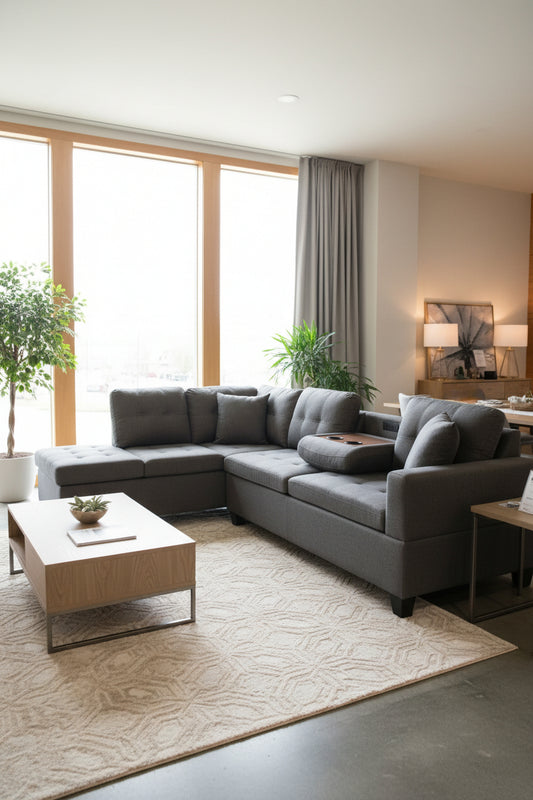 Mia - Fabric Reversible Sectional With Storage & USB Ports