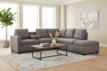Mia - Fabric Reversible Sectional With Storage (Pick Up N' Save)