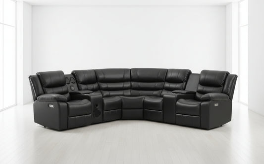 Denver - Home Theatre Power Recliner Corner Sectional With LED Lights & Bluetooth Speakers