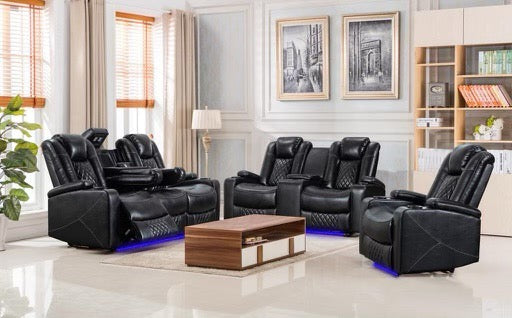 PARTY TIME - 3 PC MODERN POWER RECLINER W/ DUAL MOTOR, LED LIGHTS, USB PORTS & READING LIGHTS