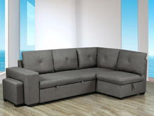 Load image into Gallery viewer, INOVO - MODERN FABRIC SOFA BED WITH STORAGE CHAISE AND PULL OUT STOOL