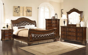 KING ARTHUR - 8 PC SLEIGH BEDROOM SET WITH TUFTED HEAD-FOOT BOARD