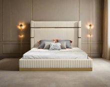 Load image into Gallery viewer, ASPEN - MODERN BED FRAME WITH GOLD TRIMMINGS