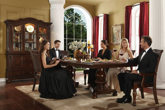 Charlie - 9 PC Classic Solid Wood Dining Set W/ Buffet And Hutch