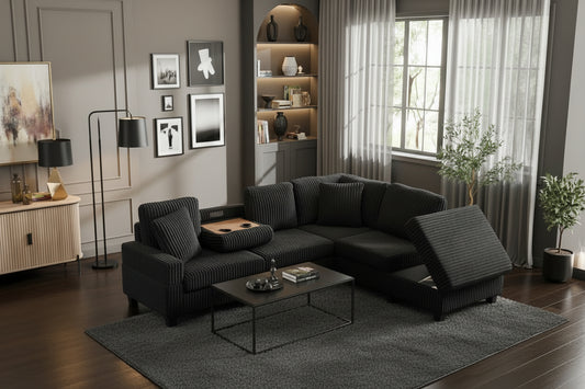 Cove - Reversible Modern Sectional With Storage, USB Ports & Deep Seating