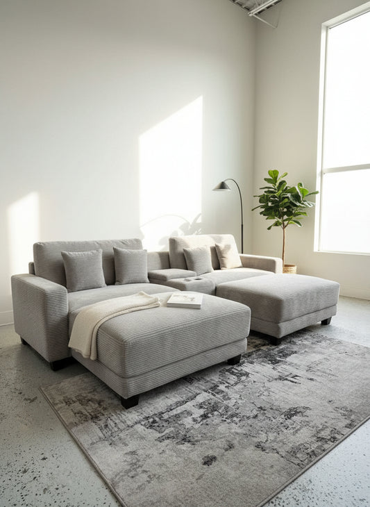 Olivia - Oversized Corduroy Loveseat (Pick Up N' Save)