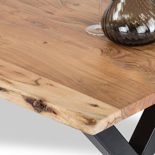 Live Edge - Rustic Dining Table With X Base