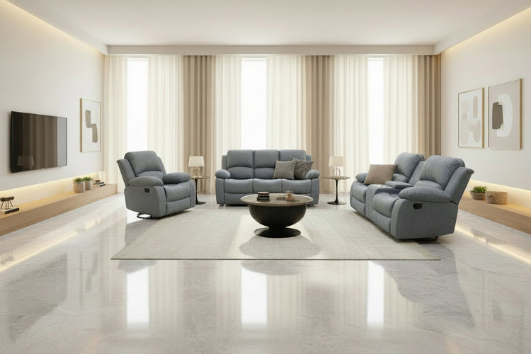 Monaco - 3 PC Manual Fabric Recliner Set W/ USB Ports
