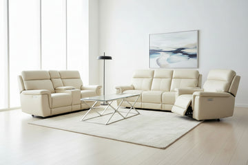 Vera - Modern 3 PC Top Grain Genuine Leather Power Recliner Set