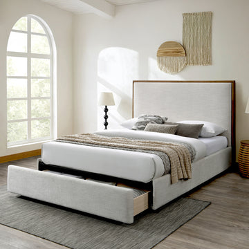Andover - Solid Wood Queen Platform Bed With Drawer