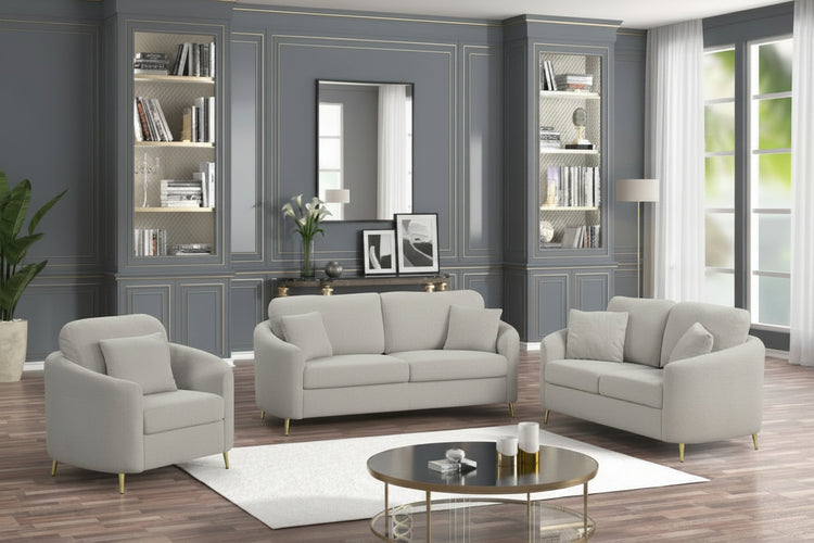 Caspian - 3 PC Modern Curved Look Sofa Set With Jumbo Cushions