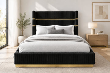 Aspen - Modern Platform Bed Finished With Fine Lines & Gold Accents