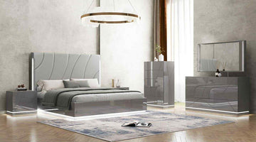 Winnie - Modern Bedroom Suite LED Lighting & High-Gloss Finish