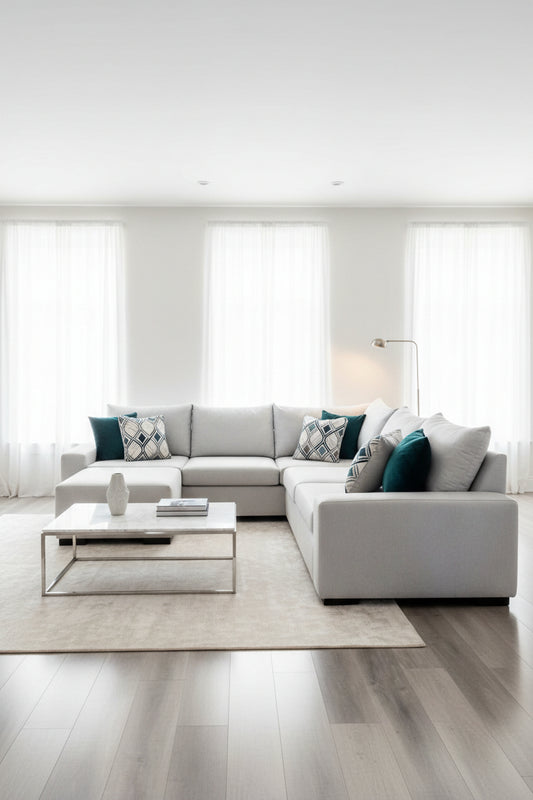 Ophelia - Modern Contemporary Canadian Made Sectional With Ottoman (Custom)