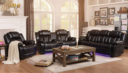 Concord - 3 PC Power Recliner Corner Sectional With LED Lights & Bluetooth Speakers