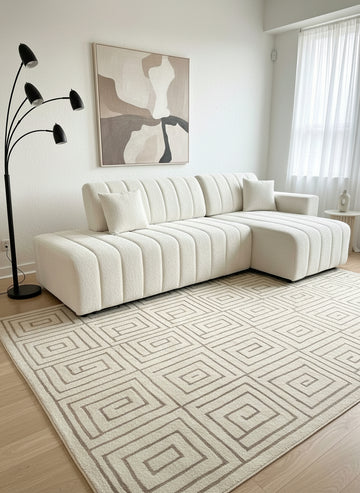 Florence - Contemporary Compact Velvet Sectional With Fine Lines