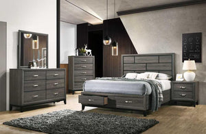 WENDY GREY - MODERN BEDROOM SET WITH DRAWERS IN FOOTBOARD