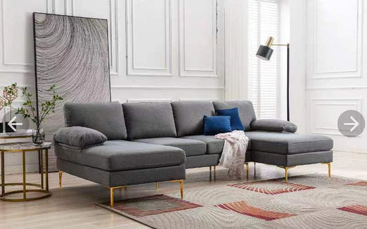 MEZO - MODERN REVERSIBLE FABRIC SECTIONAL WITH TOSS PILLOWS