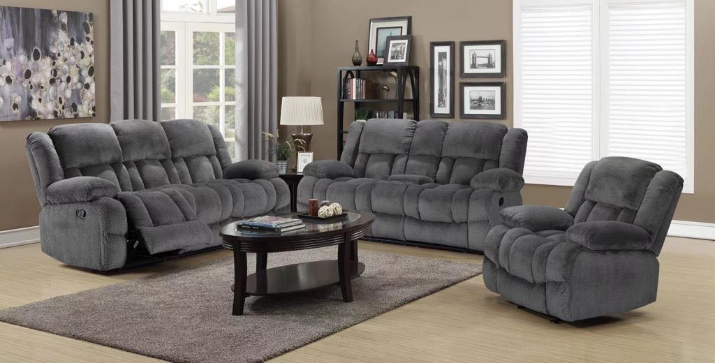 VIENNA- 3 PC FABRIC MANUAL RECLINER SET WITH CONSOLE
