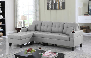KUTTY - COMPACT FABRIC SECTIONAL WITH CUPHOLDERS (DARK GREY)