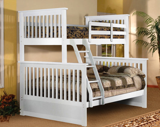 ELLIOT  - SINGLE OVER DOUBLE SOLID WOOD BUNK BED (White, Espresso)