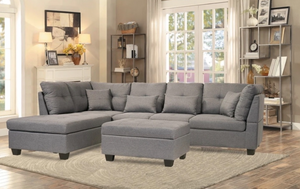 VIENNA FABRIC SECTIONAL SET WITH 4 TOSS PILLOWS