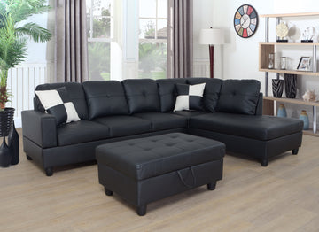 BELMONT -  SECTIONAL WITH STORAGE OTTOMAN AND TWO TOSS PILLOWS