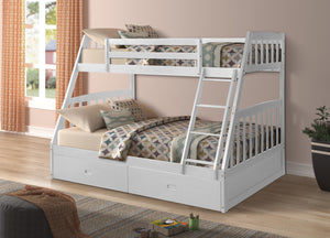 LAKE SIDE BUNK BED - SINGLE OVER DOUBLE WITH 2 DRAWERS SOLID WOOD