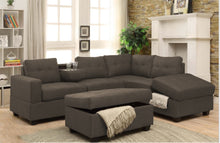 Load image into Gallery viewer, MADRID - FABRIC SECTIONAL WITH REVERSIBLE CHAISE AND DROP DOWN TRAY (GREY, BROWN, BLACK , BEIGE)