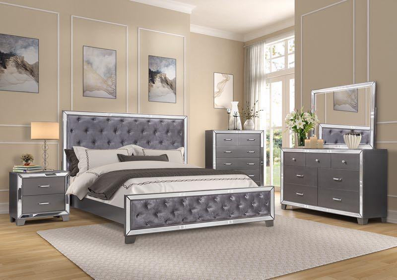 LISA - BEDROOM SET WITH TUFTED HEAD AND FOOTBOARD - 8 PC