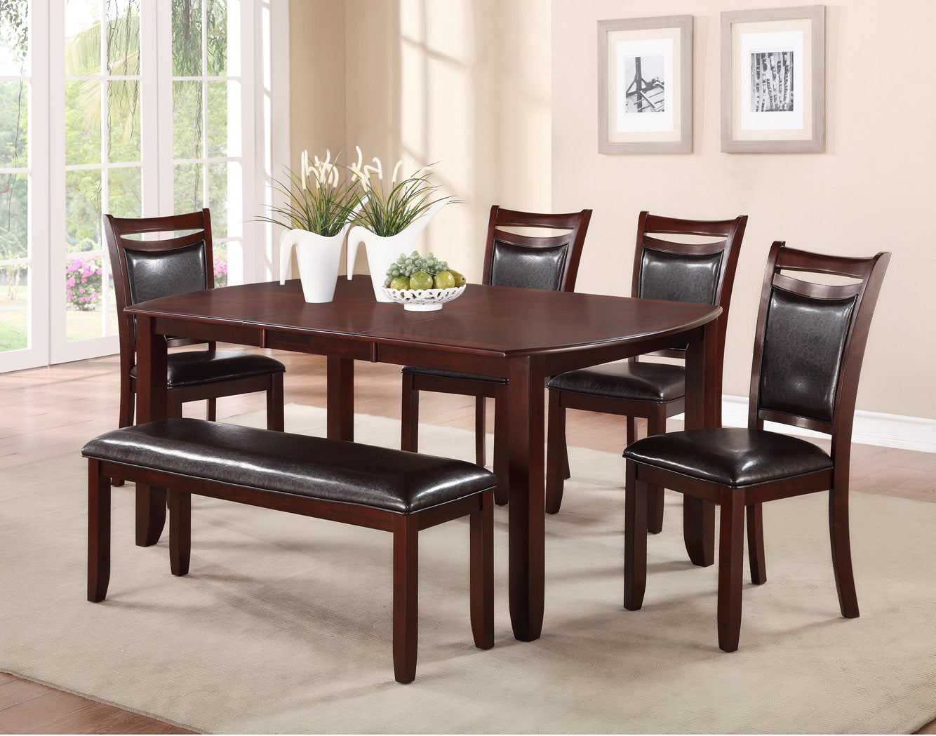 NAV DINING SET WITH LEAF AND BENCH - 6 PC
